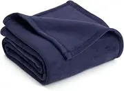 Vellux 1B07019 Plush Warm Blanket Luxury Solid Pet Friendly Bed and Couch Blankets Full Queen Size Blanket, Full Queen, Blue