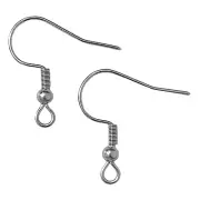 100 Earring Wires Fishhook Ball Earwires Solid Stainless Steel Beading Findings