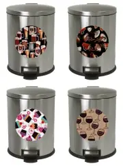1.3 Gallon Stainless Step Can Trash Food Drink Game Room Novelty Theme Logo