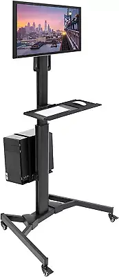 Mount-It! Adjustable Mobile PC Workstation with Single Monitor Mount | Mobile St