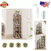 Rustic Brown Adjustable Shoe Rack - 6-Tier Free Standing Shelves for All Rooms