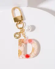 D - Initial Bag Charm Pearl
