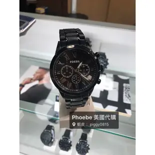 Fossil 不鏽鋼手錶 對表 男女手錶 三眼 全黑  情侶對表