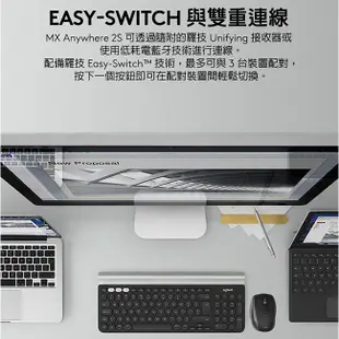 Logitech 羅技 MX Anywhere 2S 無線/藍牙雙模式 無線滑鼠 藍芽滑鼠【Flow跨平台多裝置切換】