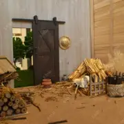 1/12 Scale Dollhouse Miniature Warehouse Sliding Partition Door Wooden Furniture