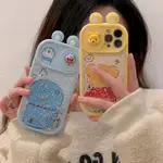 哀鳳I15立體耳朵 維尼熊 叮噹貓 推拉窗流沙手機殼 IPHONE 15 14 13 12 PRO MAX I11保護殼