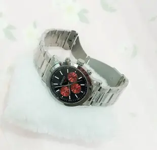 ＊迪奧小店＊MANGO三圈紅眼功能女錶男錶手錶鋼錶39mm/中性風格/星期24小時日期/藍寶石水晶/特價/經典黑