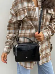Peta & Jain Dylan Crossbody Bag Black Croc / Silver