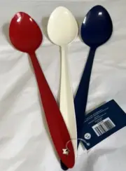 Set Of 3 Patriotic~1 Red, 1 White & 1 Blue~Enamel Ware 12 In Serving Spoons