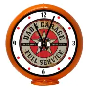 Dads Garage Full Ser, Orange Non-Lighted Gas Pump Globe Advertising Quartz Clock
