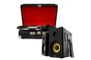 Crosley Cruiser Bluetooth Portable Turntable - Black + Bundled Majority D40X Bluetooth Speakers