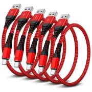 5Pack Short USB C Type C Cable 1FT,Nylon Braided Fast Charging 3A Quick Charger