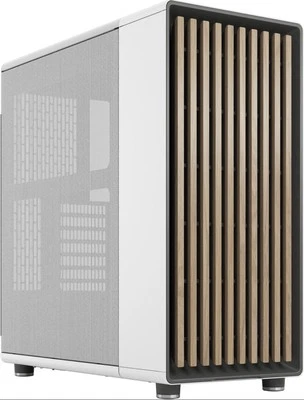 Fractal Design North ATX Mid-Tower PC Case - White W/ Oak Front & Mesh Side