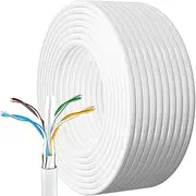 AntDau71® - Ethernet LAN Cable, Cat 6 Coil for Indoor and Outdoor Weatherproof Network Cable Shielded Gigabit Anti-Jamming Internet Cable White (25m)