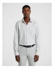 [yd.] Revolt Twill Regular Dress Shirt in Silver