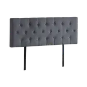 Linen Fabric Queen Bed Deluxe Headboard Bedhead - Grey