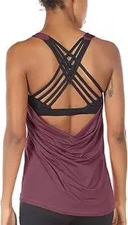 [icyzone] Yoga Tops Workouts Clothes Activewear Built in Bra Tank Tops for Women