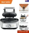 the No-Mess Waffle Iron Maker, Brushed Stainless Steel,