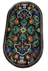 36" x 22" Marble side Table Top Semi precious Stones Pietra dura inlay Decor