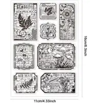 8 pc Botanical Tag Label Clear Stamp Set Cardmaking Junk Journals Scrapbooking