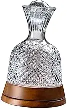 WeiLaiKeQi 360-Degree Rotating Wine Carafe, Clear Design with Wooden Stand for Wine Enthusiasts