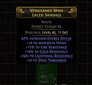 Path Of Exile 2Early AccessBoots Lv45High ES + Tri-Resist + Mana