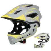Lixada Kids Detachable Full Face Helmet Children Sports Safety Bike Helmet Protective Gear for grey