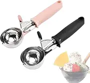 Stainless Steel Ice Cream Scoop, Anti-slip Rubber Grip Ice Ball Grip Trigger Ice Cream Scoop Fruit Ball Scoop Drilling Scoop