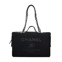 在飛比找Yahoo奇摩購物中心優惠-CHANEL 經典Deauvill帆布鏈帶方形手提/肩背包(