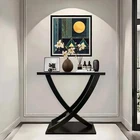 31" Small Console Table Wood Narrow Entryway Table with Curved Intersecting Legs