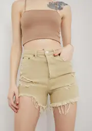Mornings Without You Distressed Denim Shorts