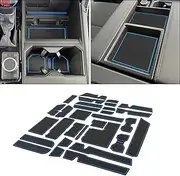 JDMCAR Liner Accessories Compatible with Toyota Tundra 2022-2023 2024 2025, Custom Non-Slip Anti Dust Cup Holder and Door Pocket Inserts Kit (Blue Trim) - 30 PC Set