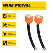 Extension Wire Pigtail Female Ceramic 9003 S H4 Two Harness Head Socket Light (for: Volkswagen)