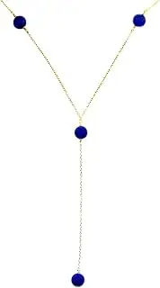[STELLA HANDMADE JEWELRY] Handmade 14-kt Gold-Filled Brass Y Necklace with 8mm Beads, 20"
