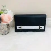 *NWT!* Michael Kors Chelsey Black and White Leather Clutch Purse w/Strap B002