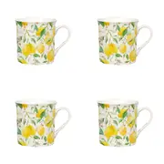 4x Gibson Gifts Lemon Grove Ceramic Tea/Coffee Mug Drink Cup Kitchen Drinkware