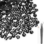 uxcell 400 Pcs Flatback Crystal Rhinestones, Resin Crystal Gems with Tweezer Dotting Pen Non Hotfix for Bedazzling Tumblers Mugs Bottles Nail DIY Crafts(SS30 6mm, Black)