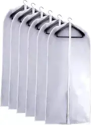 Pack of 6 Garment Bags Clear Zippered Dust Moth Proof Breathable Clothes Storage