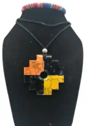 Hand Made Necklace Carved in Natural Chakana Inca Stone