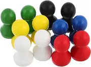 Generic 12pcs Pieces Colorful Wooden Chess Pieces for Board Games Versatile Humanoid Figurines for Checkers Flight Chess Go Game Accessories for Family Fun