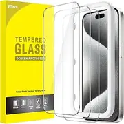 JETech Screen Protector for iPhone 15 Pro 6.1-Inch, Tempered Glass Film with Easy Installation Tool, Case-Friendly, HD Clear, 3-Pack