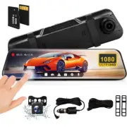 32GB 10" Dash Camera Front Rear View Cam Car DVR Tail Reversing Mirror Recorder