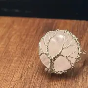 Tree of Life wire wrapped ring Rose Quartz