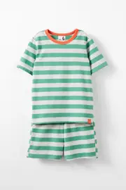 [Cotton On Kids] Cotton On Kids - Jordan Short Sleeve Pyjama Set - Bobbi stripe cloud marle/guac 7 BOBBI STRIPE CLOUD MARLE/GUAC