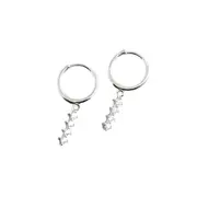 ANYCO Earrings Sterling Silver Chic Charm White Colored Zircon Bar Stud For Women Girl Teen Fine Fashion Stylish Accessories Jewelry Gifts