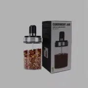 CONDIMENT JAR With SPOON TWO IN ONE CONTAINER GREAT SPICES BOTTLE