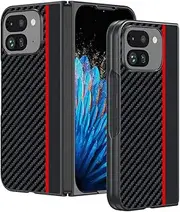[Jarttarn] Case for Google Pixel 9 Pro Fold (2024),Frosted Ultra-Thin Anti-Fall Shockproof Phone Case,Fiber Texture Protective Cover for Pixel 9 Pro Fold (Red)