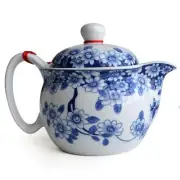 Small Teapot 12oz Blue White Porcelain Tea Pot with Stainless Filter Infuser ...