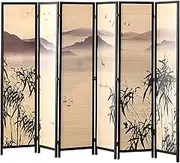 MIUZ 6 Panel Room Divider Screen Partition Privacy Fold Dividers Wood Stand (6 Panels)