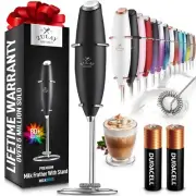New Zulay Milk Frother Wand Handheld Drink Mixer Coffee Matcha Black Fast Ship
